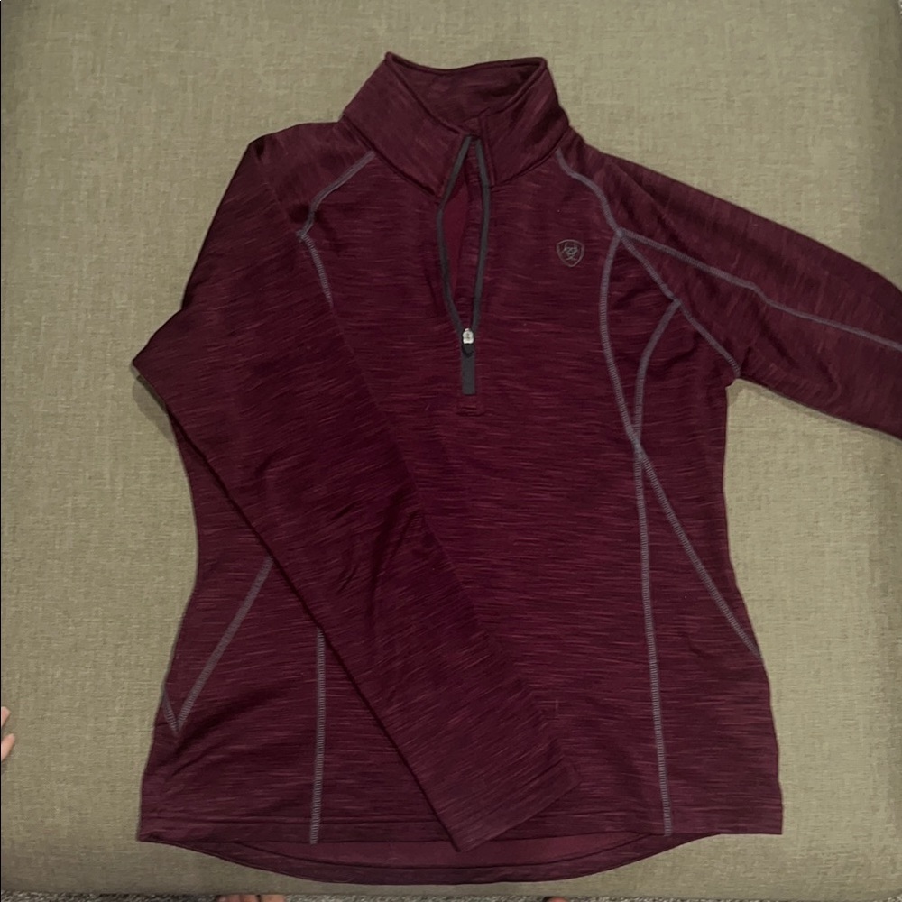 Ariat Maroon Fitted Long Sleeve Polo Sweatshirt